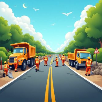 Flux Dev A Vibrant And Dynamic Scene Depicting Road Maintenanc